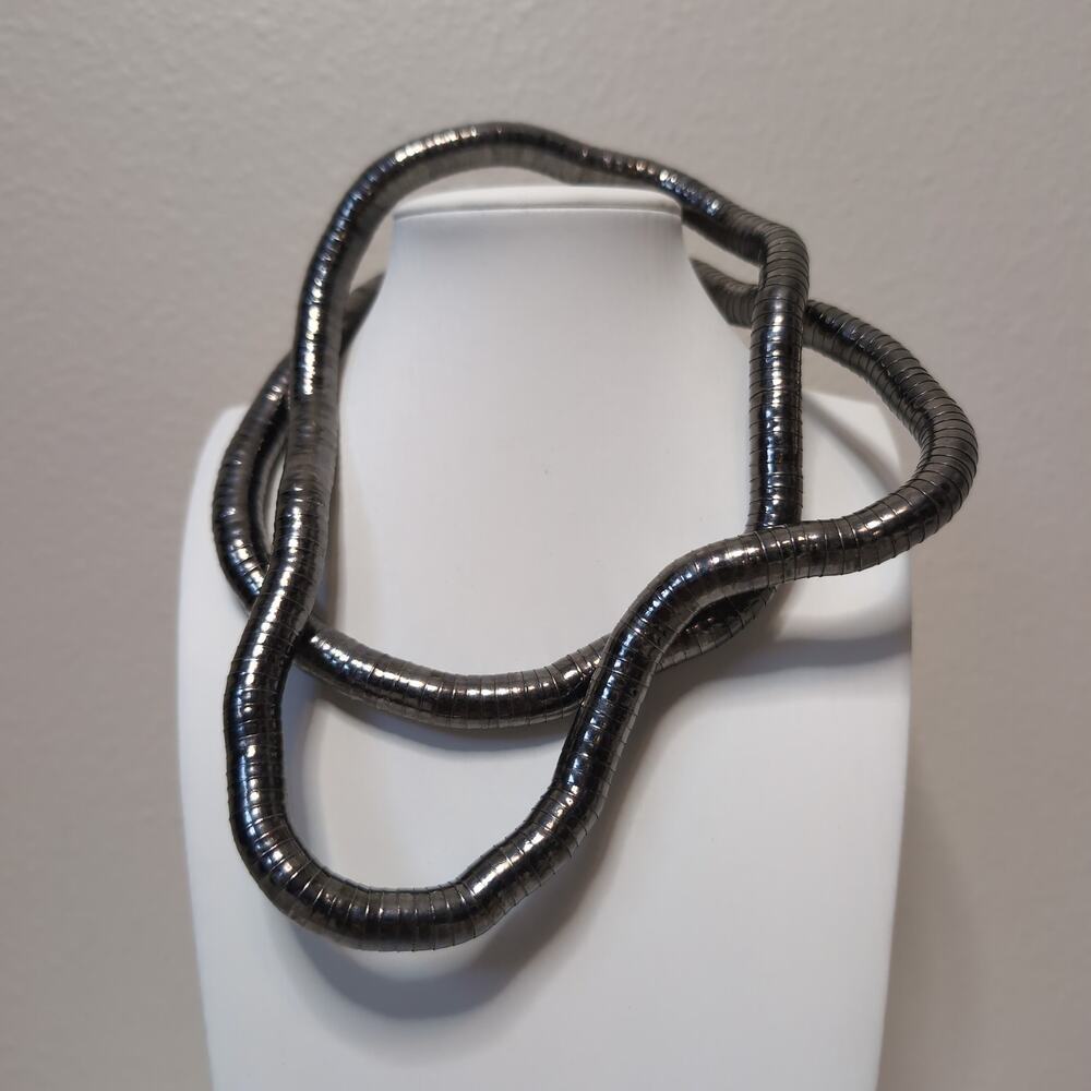 Metallic Gunmetal Bendable Snake Chain Necklace